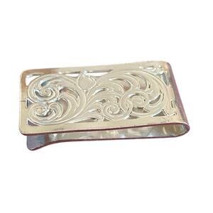Montana Silversmiths Floral Tulip Silver Money Clip Western Cowboy Preloved